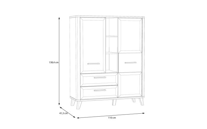 Highboardvitrine Wardiol, Artisan Eiche-Nachbildung/weiß-06