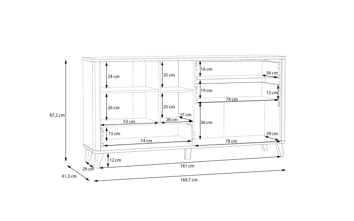 Sideboard Wardiol, Artisan Eiche-Nachbildung/weiß, 169,7 cm-07