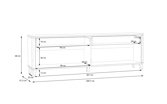 TV-Unterschrank Wardiol, Artisan Eiche-Nachbildung/weiß, 209,7 cm-07