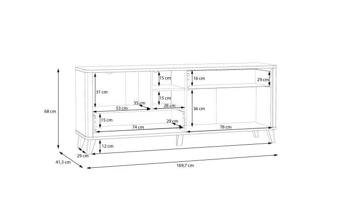 TV-Unterschrank Wardiol, Artisan Eiche-Nachbildung/weiß, 169,7 cm-07