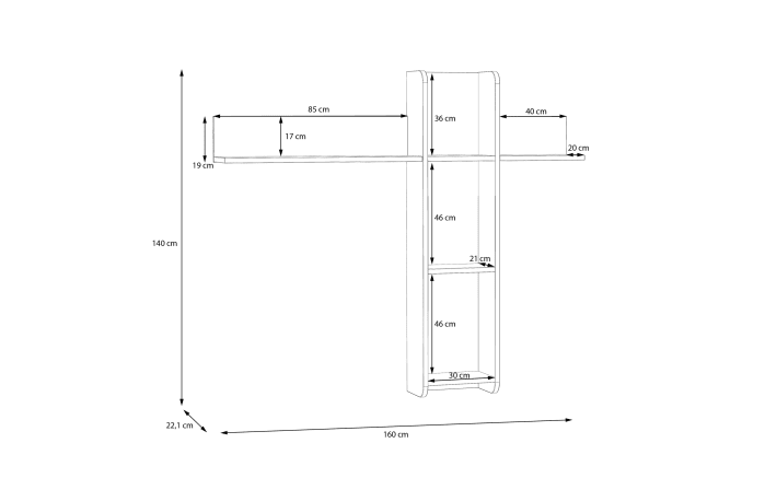 Wandregal Wardiol, Artisan Eiche-Nachbildung/weiß-05