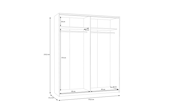 Kleiderschrank Schach & Matt 2, weiß, 170,3 cm-07