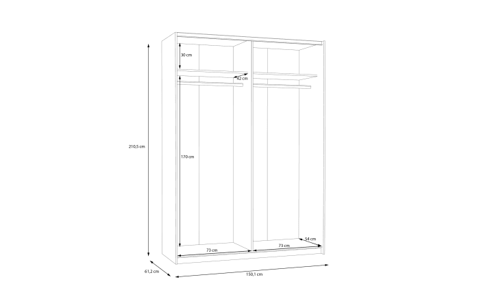 Kleiderschrank Schach & Matt 2, weiß, 150,1 cm-07
