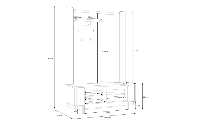 Garderobe Vodol, sandfarbig/schwarz-07