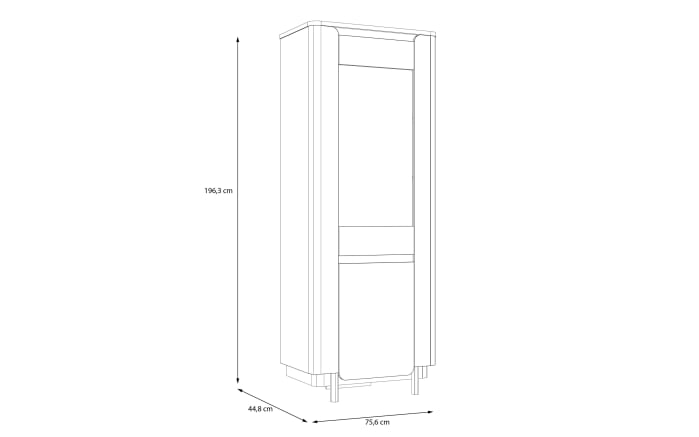 Vitrine Vodol, sandfarbig/schwarz, 75,6 cm-05