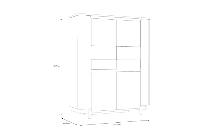 Vitrine Vodol, sandfarbig/schwarz, 130,3 cm-06