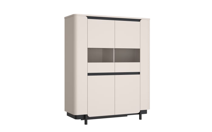Vitrine Vodol, sandfarbig/schwarz, 130,3 cm-02