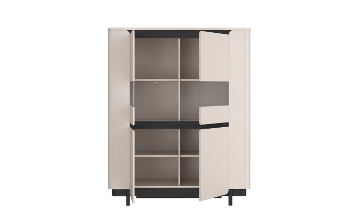 Vitrine Vodol, sandfarbig/schwarz, 130,3 cm-05