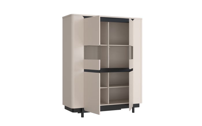 Vitrine Vodol, sandfarbig/schwarz, 130,3 cm-04