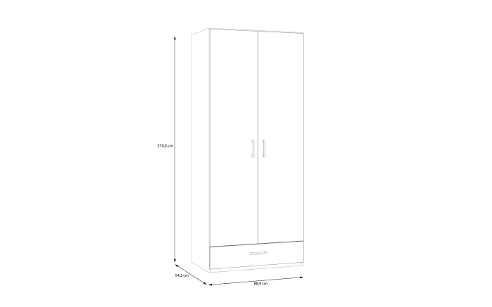 Kleiderschrank Econobox2, weiß, 88,9 cm-06