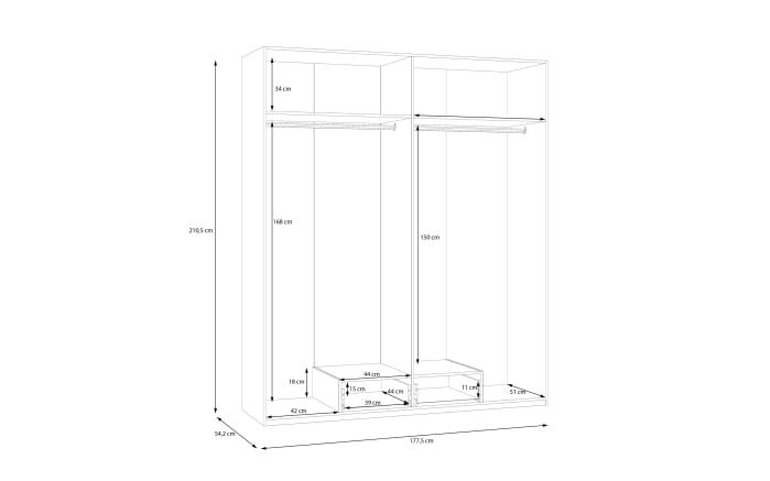 Kleiderschrank Econobox2, weiß, 177,5 cm-07