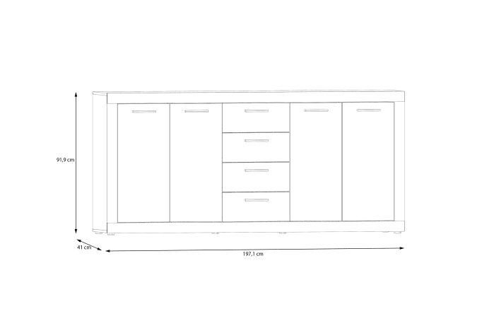 Sideboard Baccio, Artisan Eiche-Nachbildung/weiß, 197,1 cm-06