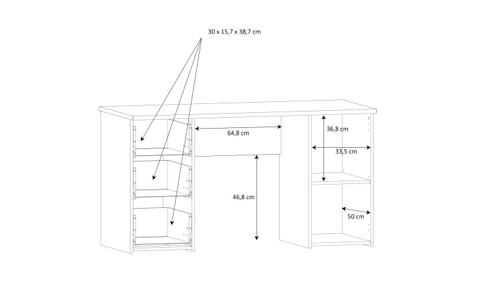 Schreibtisch Net307, Artisan Eiche Nachbildung/weiß-07