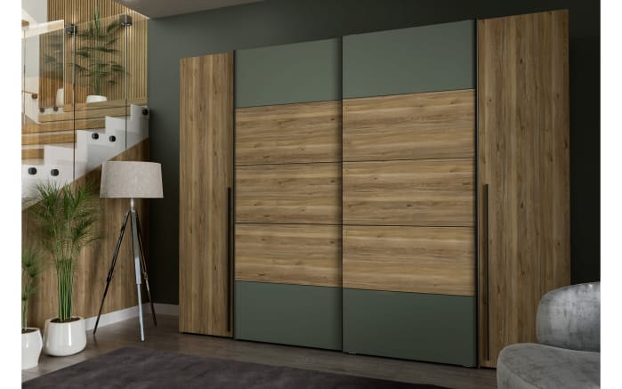 Kleiderschrank Narago, Mauvelle Eiche-Nachbildung/salbeifarbig, 270,3 x 210,5 cm-03