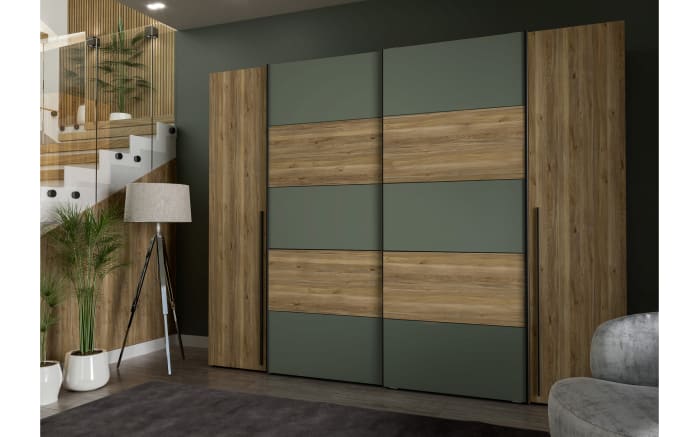 Kleiderschrank Narago, Mauvelle Eiche-Nachbildung/salbeifarbig, 270,3 x 210,5 cm-02