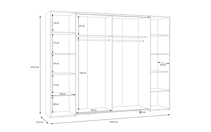 Kleiderschrank Narago, Mauvelle Eiche-Nachbildung/salbeifarbig, 270,3 x 210,5 cm-11