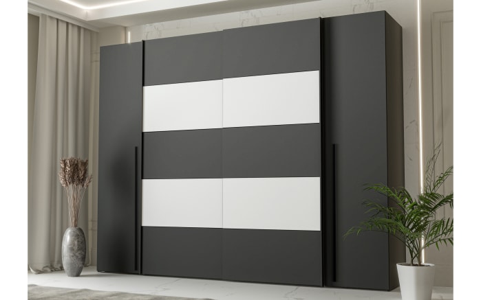 Kleiderschrank Narago, schwarz/weiß, 270,3 x 210,5 cm-02