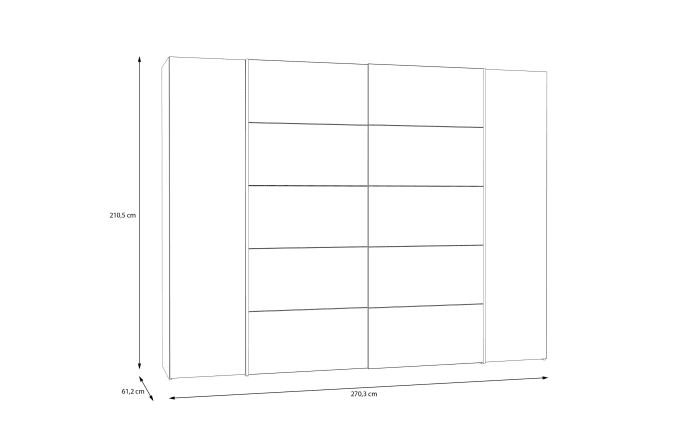 Kleiderschrank Narago, schwarz/weiß, 270,3 x 210,5 cm-10