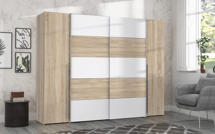 Kleiderschrank Narago, Sonoma Eiche-Nachbildung/weiß, 270,3 x 210,5 cm-03