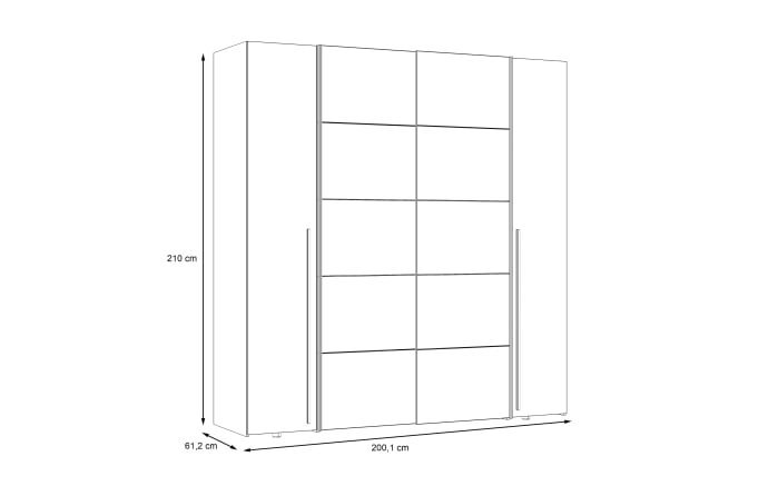 Kleiderschrank Narago, weiß, 200,1 x 210 cm-06