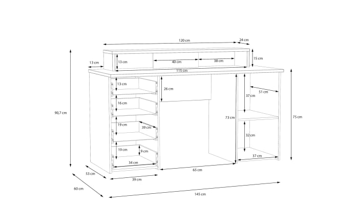 Schreibtisch Net106, Artisan Eiche Nachbildung/salbei-07