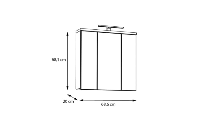 Spiegelschrank Veris, Artisan Eiche-Nachbildung/grau-06