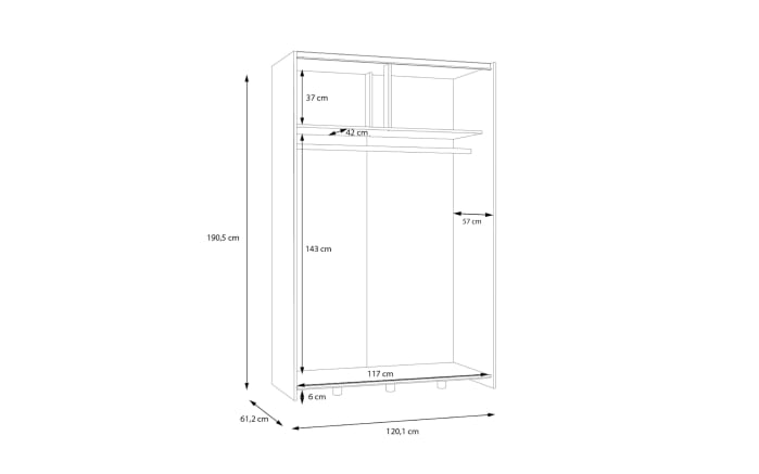 Kleiderschrank Schach&matt, weiß, 120,1 x 190,5 cm-07