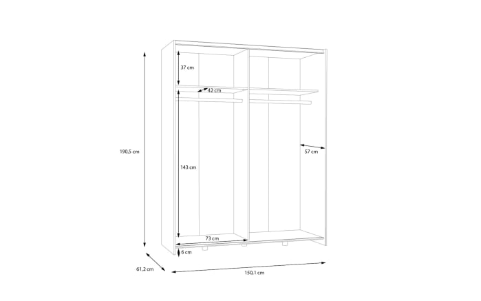 Kleiderschrank Schach&matt, weiß, 150,1 x 190,5 cm-07