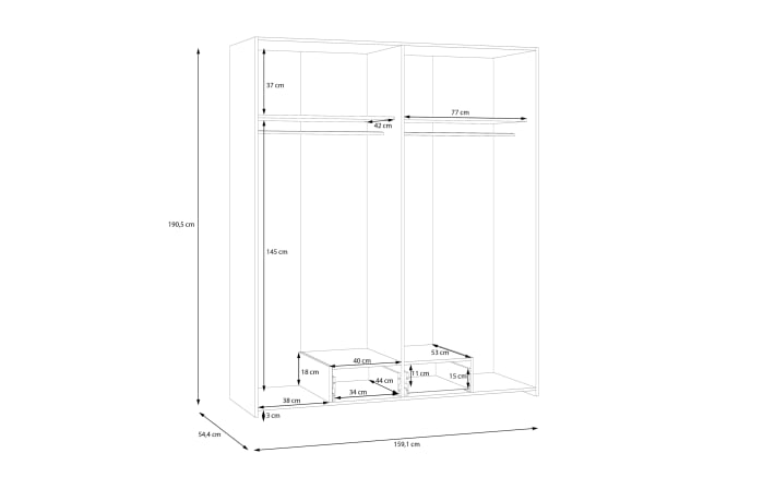 Kleiderschrank Econobox, weiß, 159,1 x 190,5 cm-07