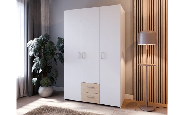Kleiderschrank Econobox, Puccini Eiche-Nachbildung/weiß, 119,4 x 190,5 cm-01