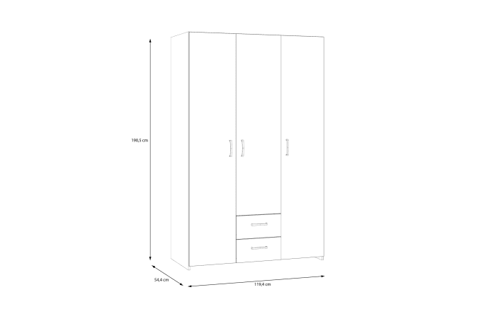 Kleiderschrank Econobox, Puccini Eiche-Nachbildung/weiß, 119,4 x 190,5 cm-06