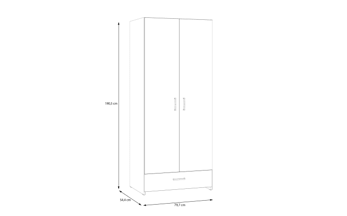 Kleiderschrank Econobox, weiß, 79,7 x 190,5 cm-06