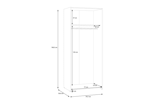 Kleiderschrank Econobox, weiß, 79,7 x 190,5 cm-07
