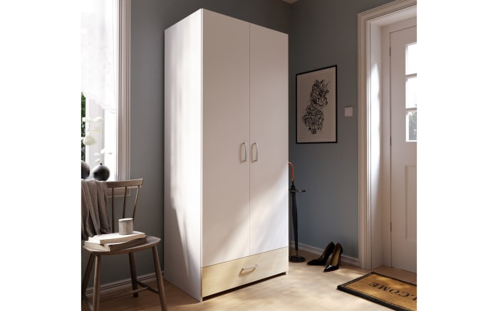 Kleiderschrank Econobox, Puccini Eiche-Nachbildung/weiß, 79,7 x 190,5 cm-01