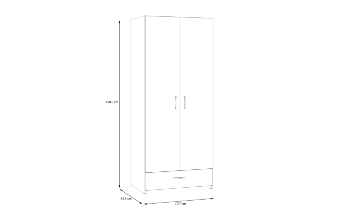 Kleiderschrank Econobox, Puccini Eiche-Nachbildung/weiß, 79,7 x 190,5 cm-06