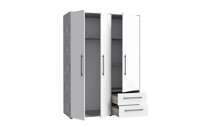 Kleiderschrank Mokkaris, weiß/grau, 144,4 x 200,1 cm-04