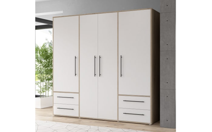 Kleiderschrank Mokkaris, Sonoma Eiche-Nachbildung/weiß, 205,9 x 200,1 cm-01