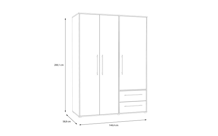Kleiderschrank Mokkaris, Artisan Eiche-Nachbildung, 144,4 x 200,1 cm-06