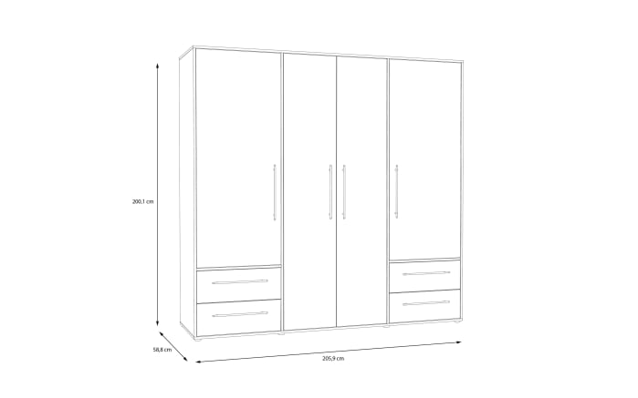 Kleiderschrank Mokkaris, weiß/grau, 205,9 x 200,1 cm-06