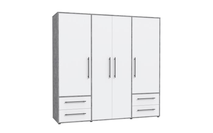 Kleiderschrank Mokkaris, weiß/grau, 205,9 x 200,1 cm-02