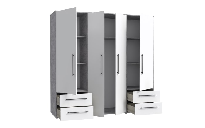 Kleiderschrank Mokkaris, weiß/grau, 205,9 x 200,1 cm-04
