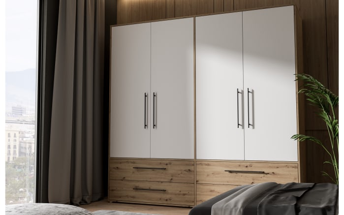 Kleiderschrank Mokkaris, Artisan Eiche-Nachbildung/Weiß, 205,9 x 200,1 cm-01