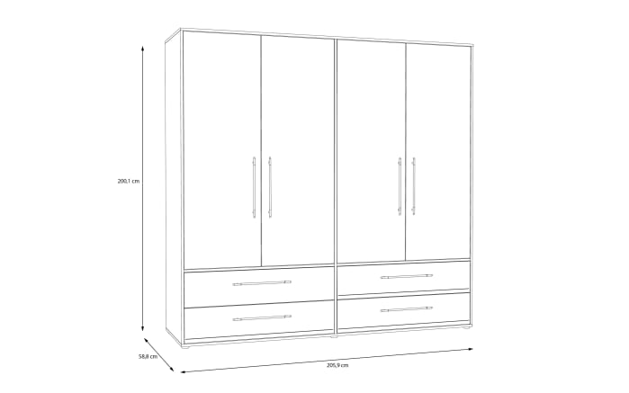 Kleiderschrank Mokkaris, Artisan Eiche-Nachbildung/Weiß, 205,9 x 200,1 cm-06