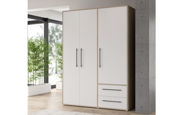 Kleiderschrank Mokkaris, Sonoma Eiche-Nachbildung/weiß, 144,4 x 200,1 cm-01