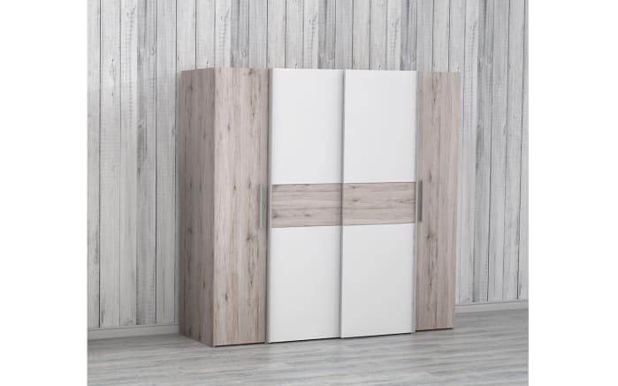 Kleiderschrank Kalixtus, Sandeiche-Nachbildung/weiß, 200 x 190,5 cm-01