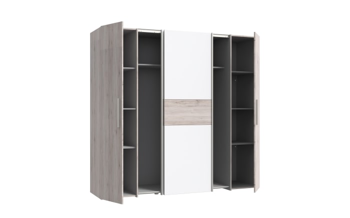 Kleiderschrank Kalixtus, Sandeiche-Nachbildung/weiß, 200 x 190,5 cm-04