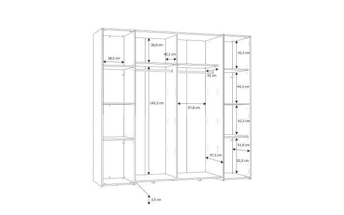 Kleiderschrank Kalixtus, Old Wood-Nachbildung/Beton-Nachbildung, 200 x 190,5 cm-09