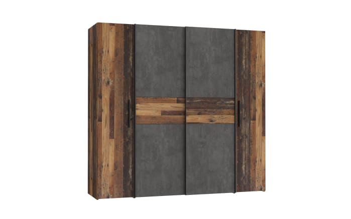 Kleiderschrank Kalixtus, Old Wood-Nachbildung/Beton-Nachbildung, 200 x 190,5 cm-02