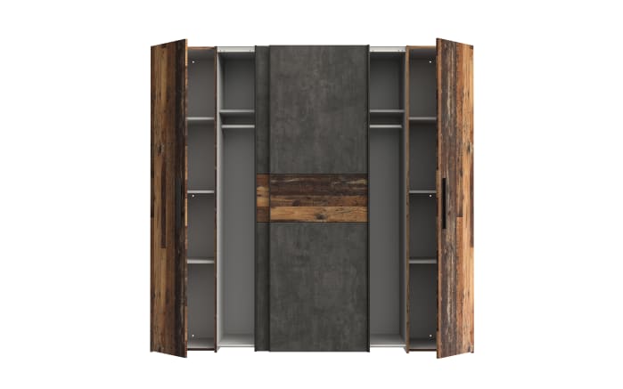Kleiderschrank Kalixtus, Old Wood-Nachbildung/Beton-Nachbildung, 200 x 190,5 cm-06