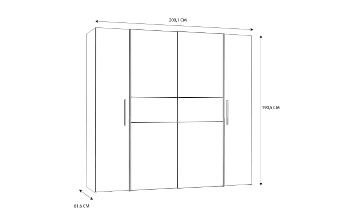 Kleiderschrank Kalixtus, schwarz/weiß, 200 x 190,5 cm-07